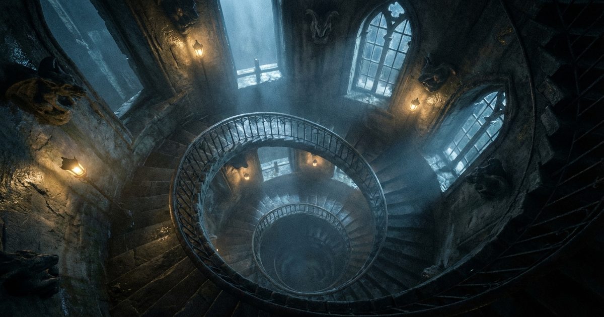 Stanza onirica con geometrie impossibili, confine dissolto tra sogno e realt&agrave;