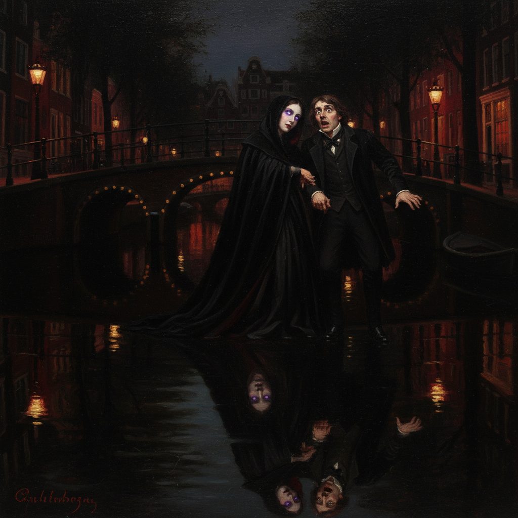 Alex cammina con quella che crede sia Lana lungo i canali di Amsterdam. Ma nota gli occhi con bagliore violaceo e la pelle fredda come metallo: non e lei.